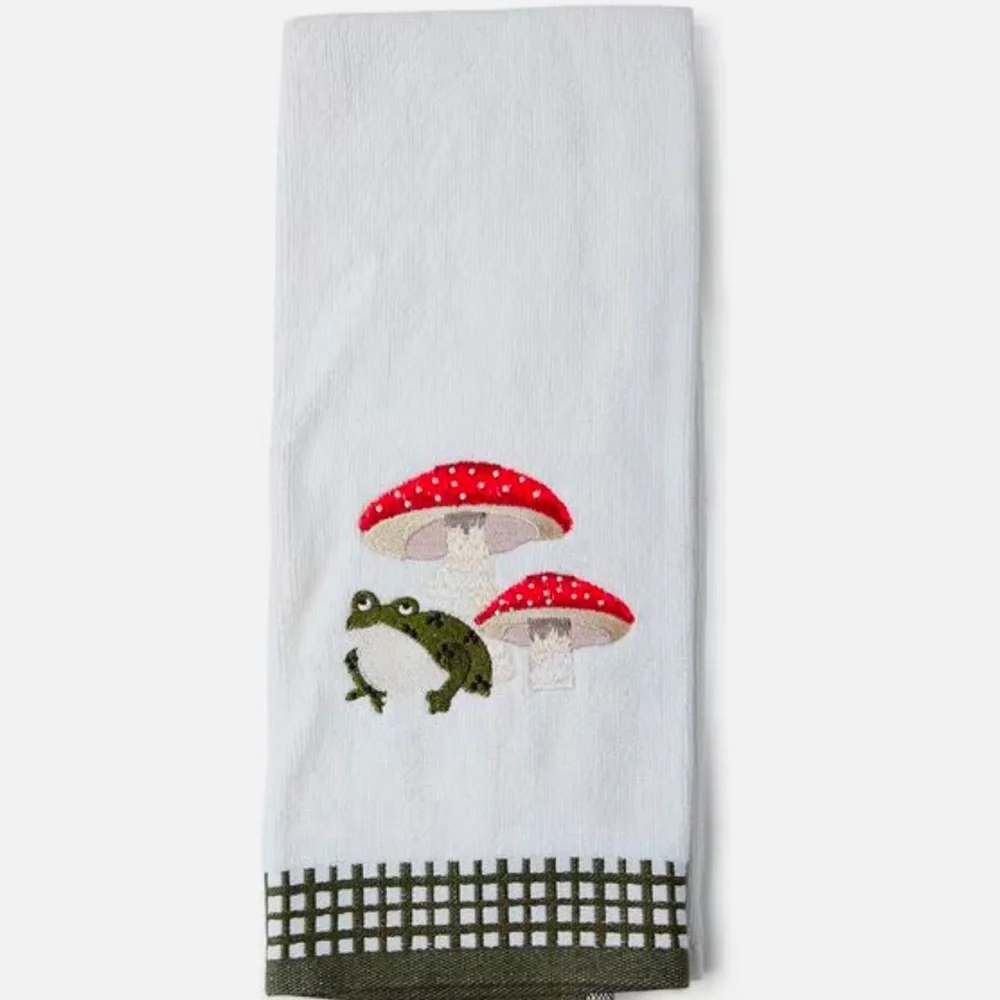 Spring Velour Mushroom With Green Frog Towel by Place & Time, NWT